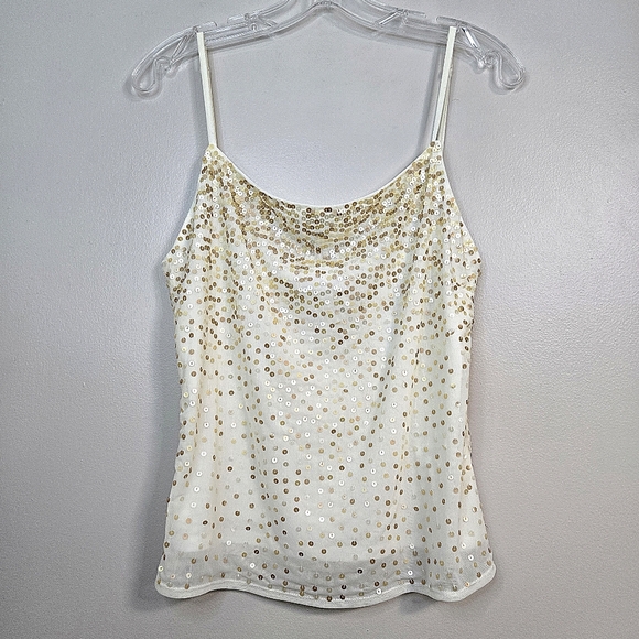 Luisa Cerano Tops - Luisa Cerano Cream & Gold Sequin Embellished Cami, Size 12 ~ VGUC